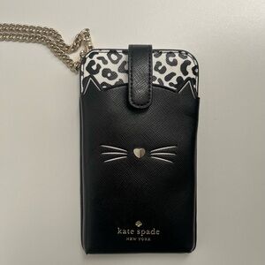 Kate Spade Black and White Cat Phone Crossbody